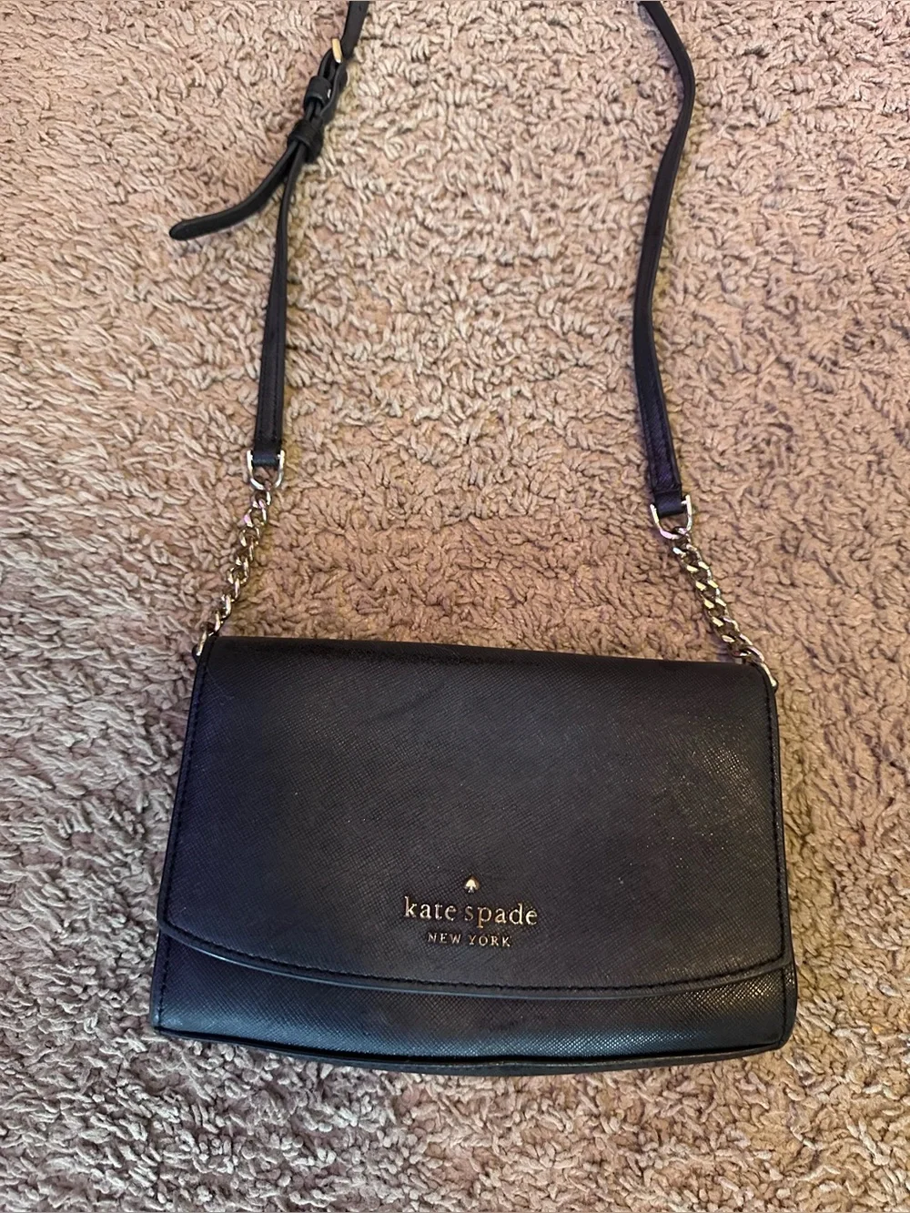 Kate Spade Set: Black Crossbody Bag + Floral Mini Pouch / Coin Purse